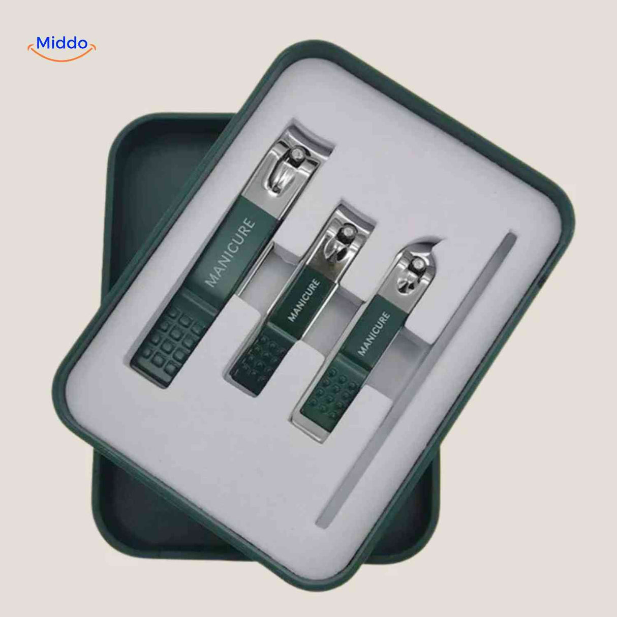 Compact Clipora manicure set with file for travel-friendly nail care.
