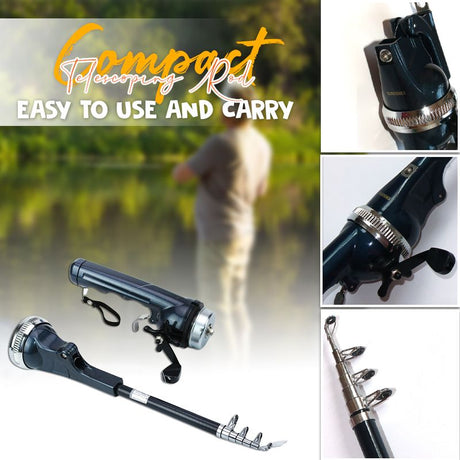 Compact design telescopic fishing rod fits easily in bags and storage spaces.