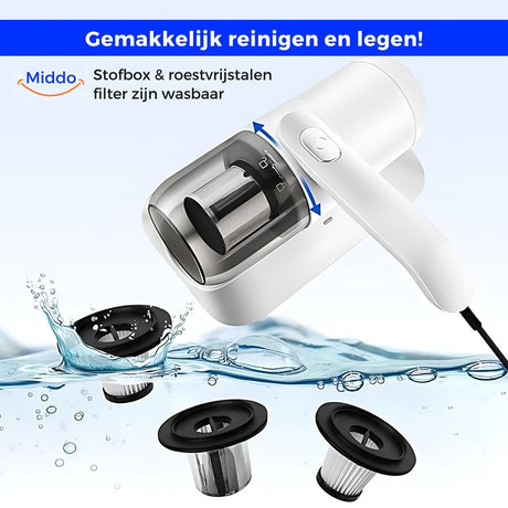 Compact UV vacuum designed for household allergen cleaning on mattresses and bedding