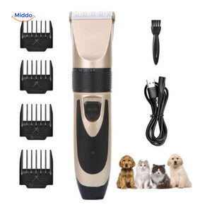 Complete FurEase grooming set with accessories and USB charging cable.