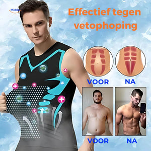 Compression vest effectively shapes and smooths abdominal area under clothing.
