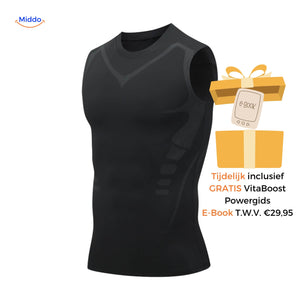 PowerVest compression vest in classic black color for discreet everyday wear.