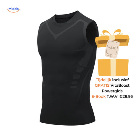 PowerVest compression vest in classic black color for discreet everyday wear.
