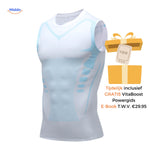 PowerVest compression vest in white-blue colorway for fresh, contemporary look.