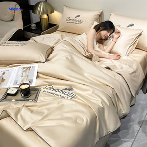 Cream-colored cooling blanket, providing timeless elegance for restful sleep.