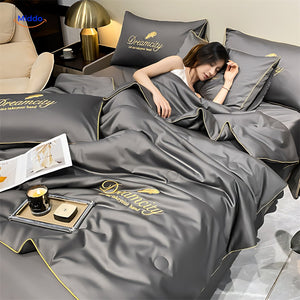 Charcoal gray cooling blanket, a neutral choice for any bedroom aesthetic.
