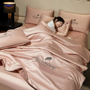 Soft pink cooling blanket option, adding gentle color to your sleep space.