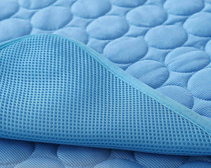 Blue premium thick cooling mat for durable pet comfort.