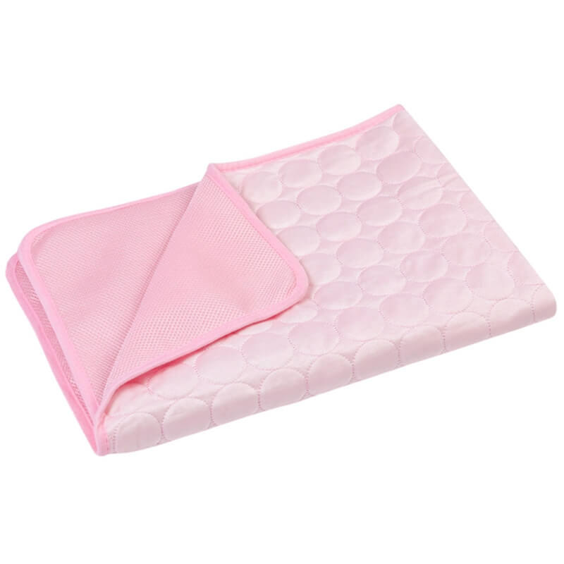Pink cooling pet mat showcasing soft cooling gel technology.