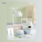 Cordless blender with all detachable parts and accessories included.