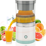 Cordless electric juicer with fresh juice ready for serving.