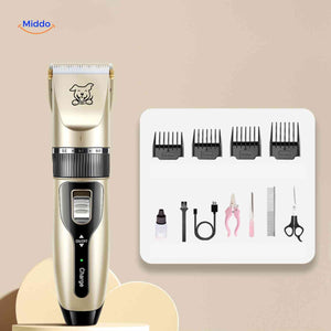 Adjustable blade distance feature on cordless pet grooming clipper.