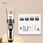 Adjustable blade distance feature on cordless pet grooming clipper.