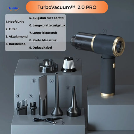 Cordless handheld vacuum and blower combo for car, desk, and tight spaces.