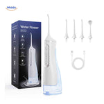 Cordless water flosser available in classic white and sleek black options.