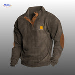 Sage olive corduroy sweater with subtle brown accent accents.