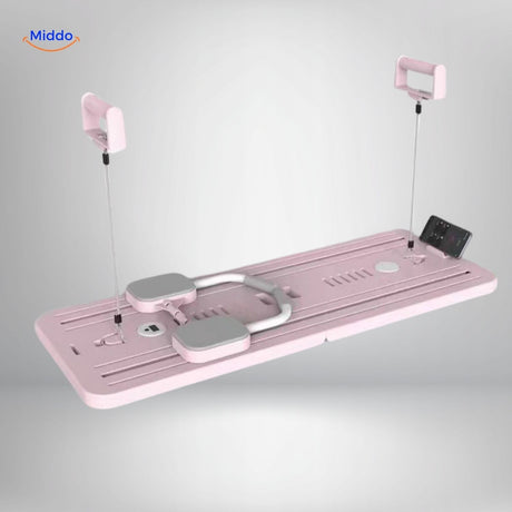 CoreFlex Pro fitness board pink version with handles and phone holder attachment.