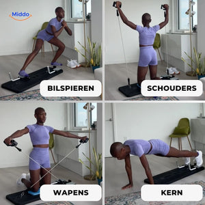 CoreFlex Pro core training equipment with strength and exercise instructions guide.