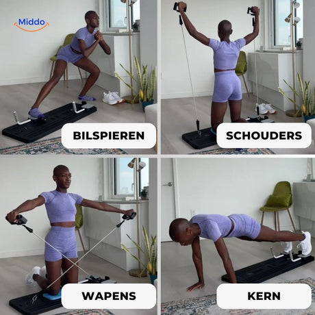 CoreFlex Pro core training equipment with strength and exercise instructions guide.