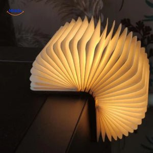 Corner desk lamp with unique geometric design and foldable wood structure
