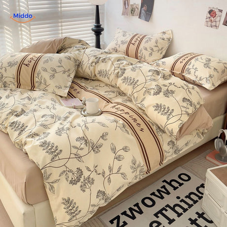 Pure cotton bedding with natural flower pattern, hypoallergenic and soft.