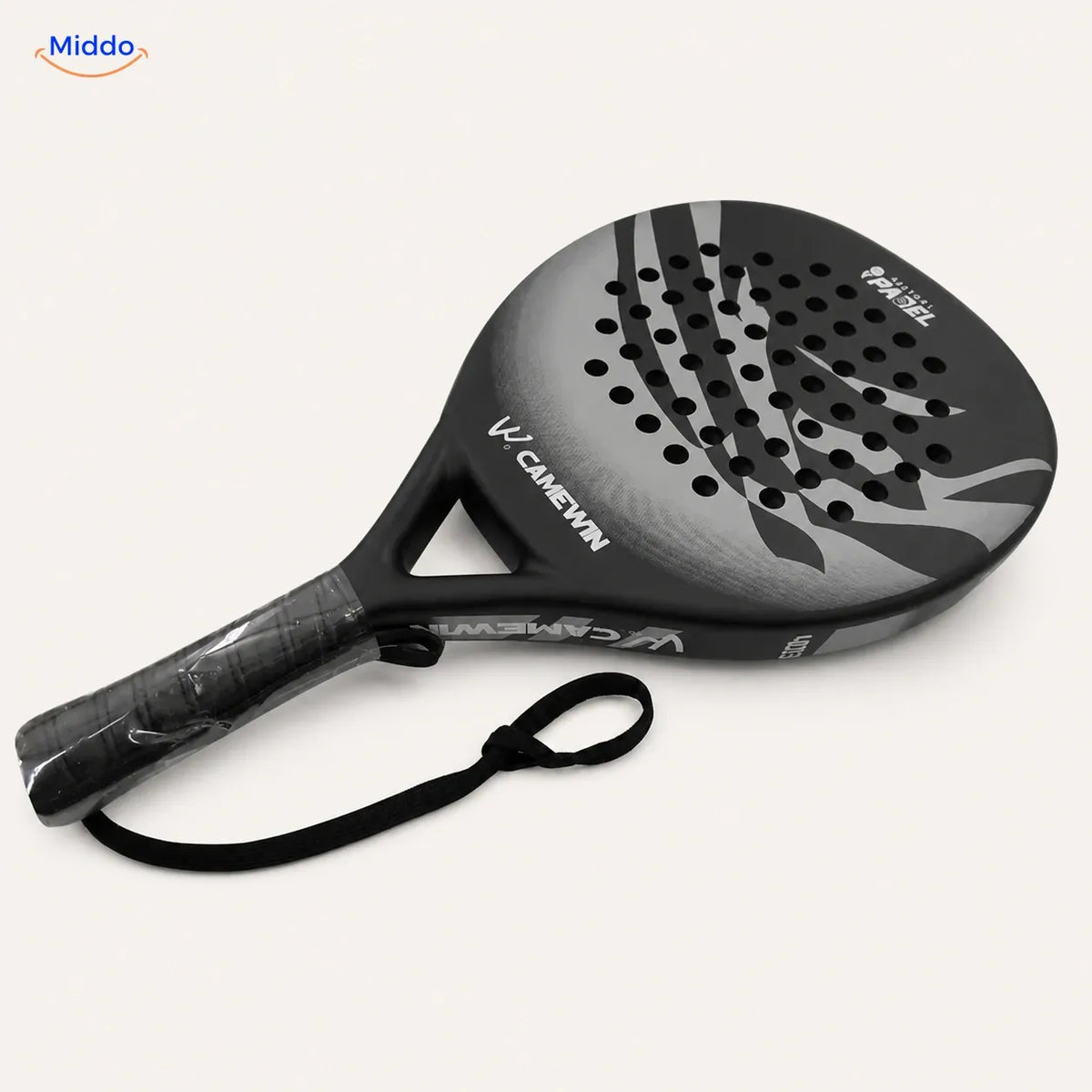 CourtMatch™ carbon padel racket, 4013 Round Control | Gray, premium studio packshot