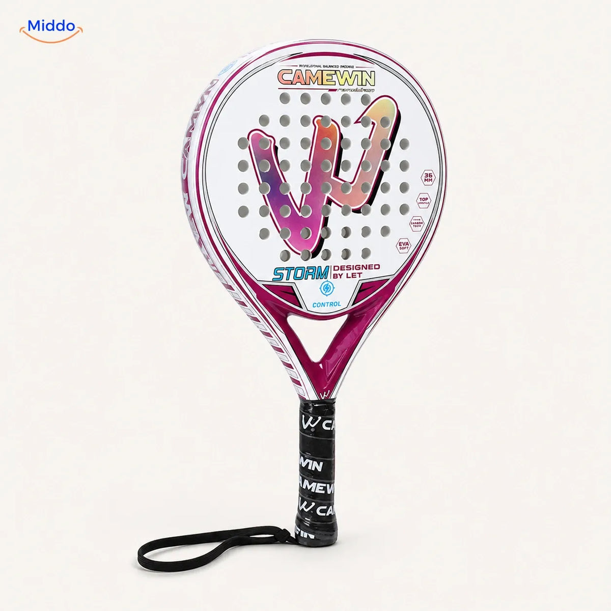 CourtMatch™ carbon padel racket, 4018 Round Comfort | Gradient, premium studio packshot