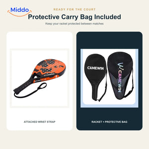 CourtMatch™ Carbon Padel Racket Set | For Control & All-Round Players complete set with protective carry bag