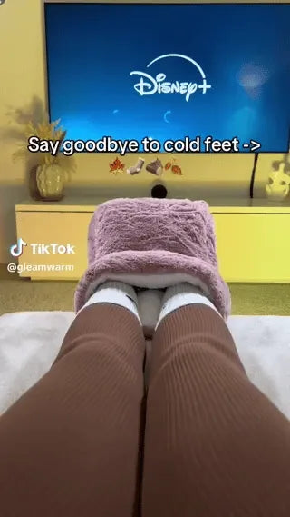 Cozy foot warmer perfect for warming cold feet while watching TV.