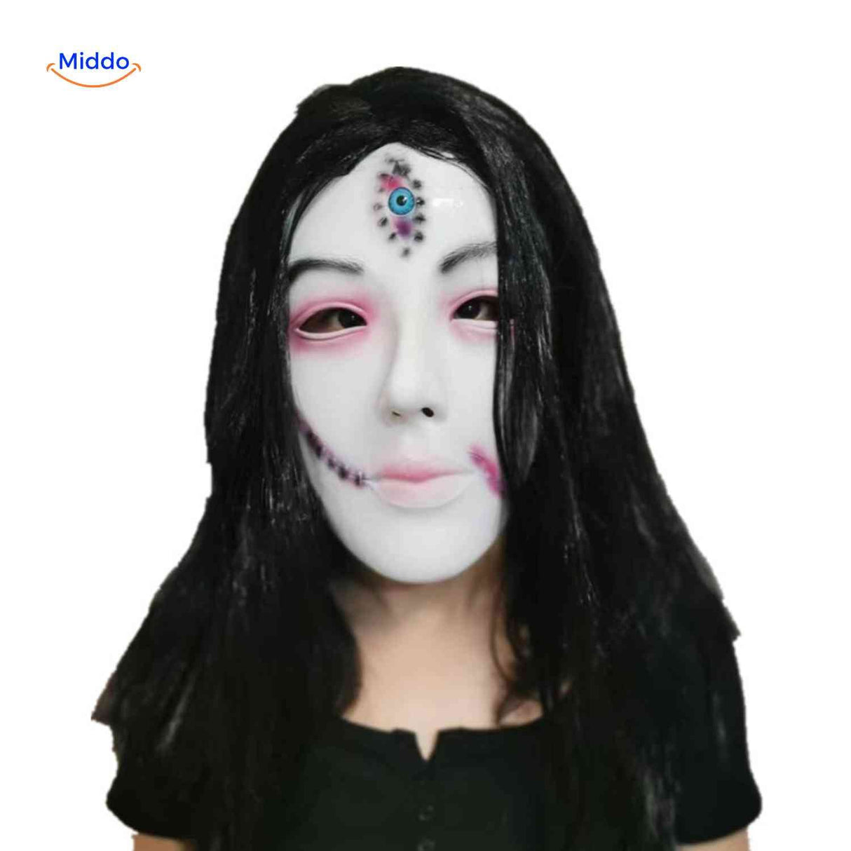 Creepy mask featuring third eye and spotted face design for unique horror.