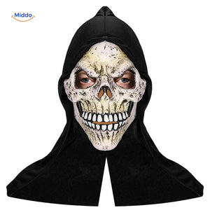 Creepy skull Halloween mask with eerie facial details.