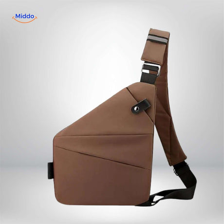 Brown casual crossbody bag with modern unisex styling.