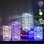 Crystal table lamp with USB power cable and charging functionality