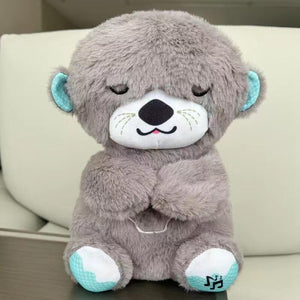 CuddleBuddy sleep soother plush displayed from side angle showing full shape.