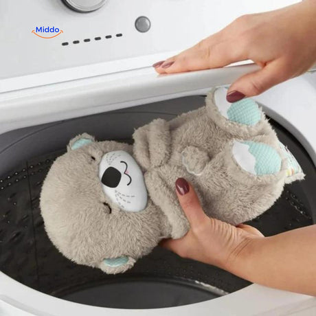Washable CuddleBuddy plush sleep soother for easy cleaning and maintenance.