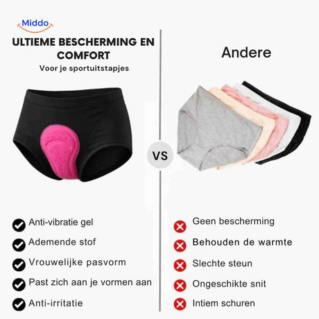 Side-by-side comparison showing superior gel padding thickness in Cyclira cycling briefs versus competitors.