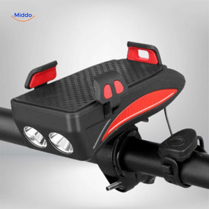 CycloMax 4-in-1 bike gadget in classic black finish blending seamlessly with bike handlebars.