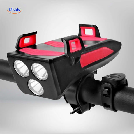 CycloMax dual-LED front light in blue variant providing enhanced visibility during night rides.