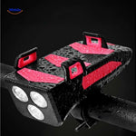 CycloMax bike gadget showing bright front LED light in action for safe night cycling.