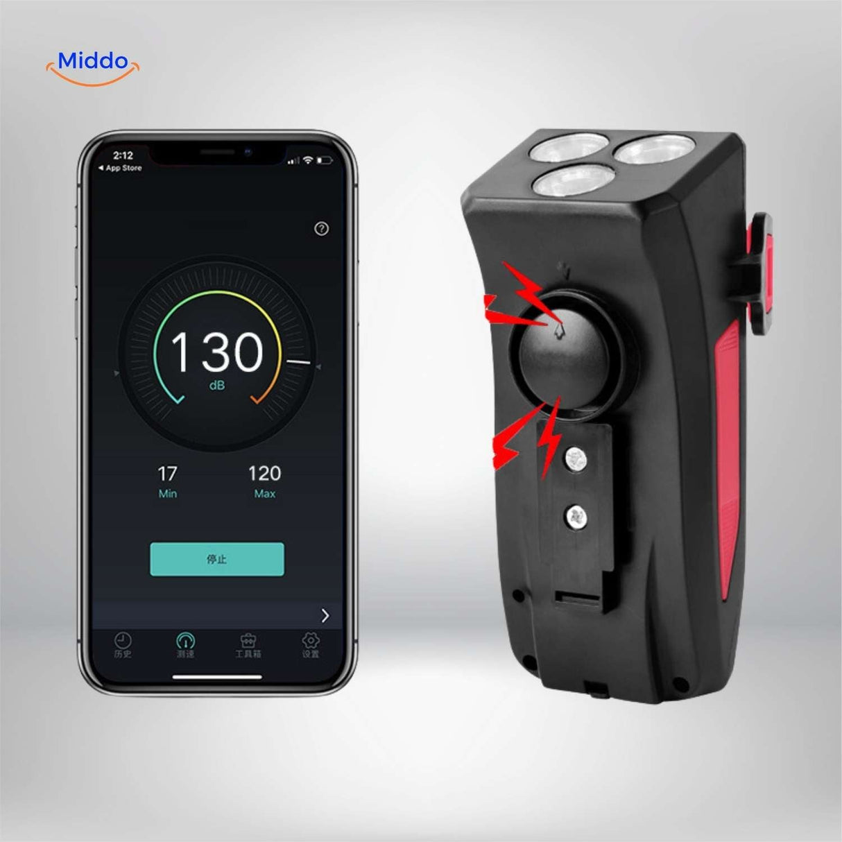 CycloMax 130dB horn feature providing loud audible alert for cyclist safety on roads.