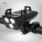 CycloMax 4-in-1 gadget installed on bicycle handlebars in real-world cycling lifestyle setting.