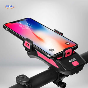 Detailed view of CycloMax phone holder demonstrating secure smartphone grip and mounting precision.