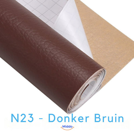 Dark brown self-adhesive leather patch for deep-toned furniture repair.