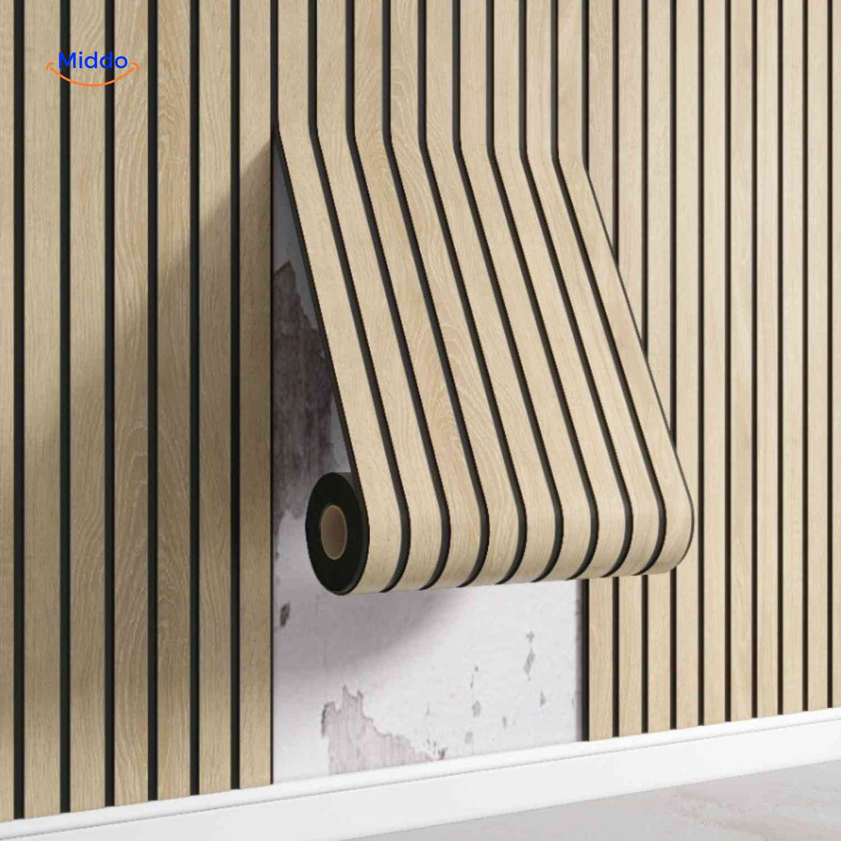 Dark brown wood-look 3D wall panel roll for rich, deep-toned accent walls.