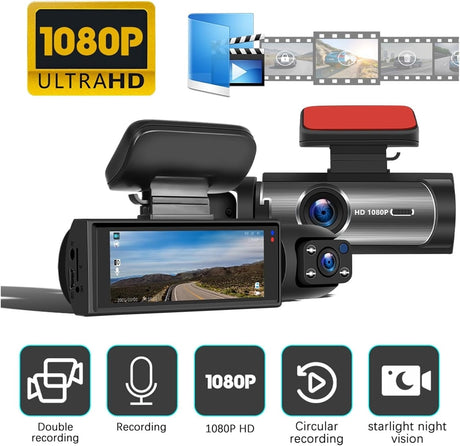 Dashcam Pro dual-lens HD video recording with crystal-clear 1080P footage.