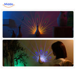 Colorful peacock tail effect decorative wall light with multiple color modes.