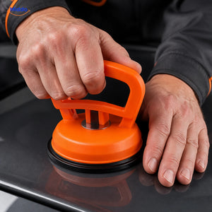 Press the complete DentGrip rubber rim flat on a clean smooth car panel