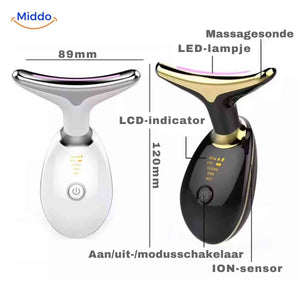 Detailed view of DermaLift Pro massage probe and LED light therapy capabilities.