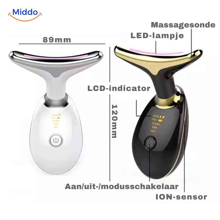 Detailed view of DermaLift Pro massage probe and LED light therapy capabilities.