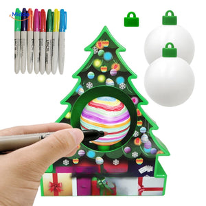 TreeMendous DIY ornament kit displayed with painted ornaments ready for Christmas tree display.